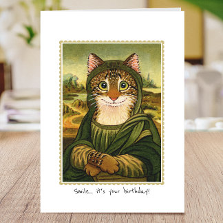 Tarjeta Feliz cumpleaños Diversión Mona Lisa Cat Personali