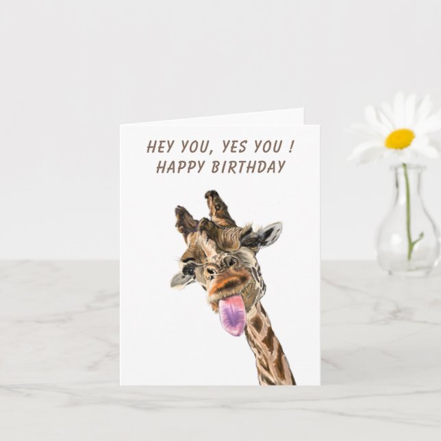 Tarjeta Feliz cumpleaños divertida Giraffe (Planta pequeña)