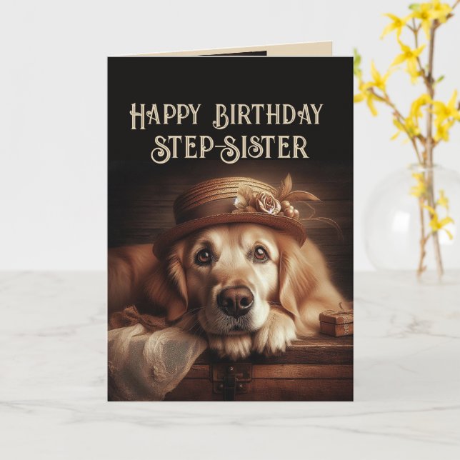 Tarjeta Feliz Cumpleaños Divertida Hermana (flor amarilla)