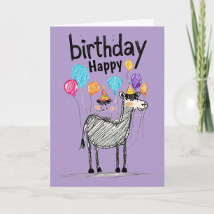 Tarjeta Feliz cumpleaños divertido con caballos y globos d