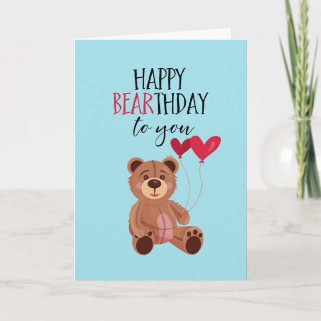 Tarjeta Feliz cumpleaños divertido de BEarthday Cute Teddy (Anverso)