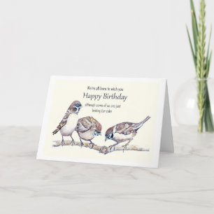 Tarjeta Feliz cumpleaños divertido del grupo de pájaros go