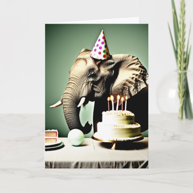 Tarjeta Feliz cumpleaños divertido | Elefante (Anverso)
