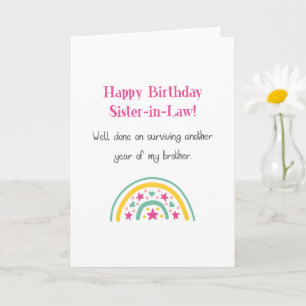 Tarjeta Feliz cumpleaños divertido hermana política cumple