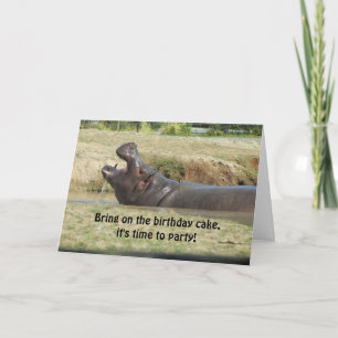 Tarjeta Feliz Cumpleaños Divertido Hipopótamo