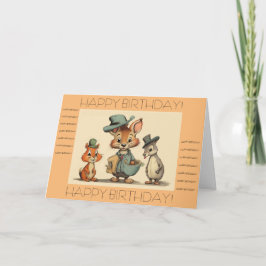 Tarjeta Feliz Cumpleaños Divertido Lindo Animales de Dibuj