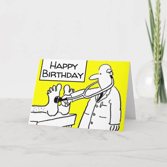 Tarjeta Feliz Cumpleaños Divertido Médico Bata De Laborato (Anverso)