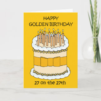 Tarjeta Feliz cumpleaños dorado 27 el 27
