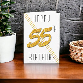 Tarjeta Feliz Cumpleaños Dorado Brillante 55 Años