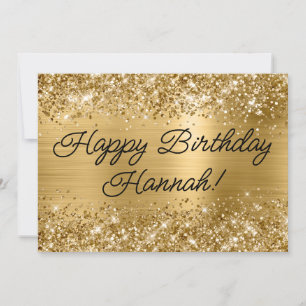 Tarjeta Feliz Cumpleaños Dorado Brillante Moderno