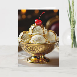 Tarjeta Feliz cumpleaños dorado | Ice Cream Sundae