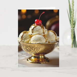 Tarjeta Feliz cumpleaños dorado   Ice Cream Sundae