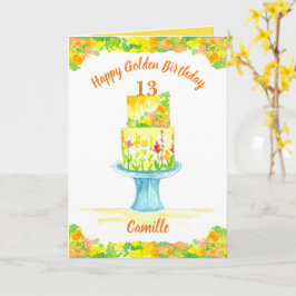 Tarjeta Feliz cumpleaños dorado pastel personalizado nombr