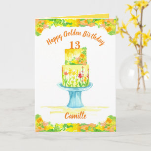 Tarjeta Feliz cumpleaños dorado pastel personalizado nombr