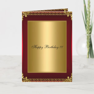 Tarjeta Feliz Cumpleaños Dorado y Rojo