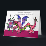 Tarjeta Feliz cumpleaños Dragon Beth Friend Card<br><div class="desc">Este personalizado dragón rosado, morado y verde divertido dice "Feliz cumpleaños, Criatura mágica", Inside dice: "Eres mi mejor amigo". Tarjeta perfecta para él o ella, novio, novia, pareja, esposo, esposa, papá o mamá... Puedes editar el texto para hacer tu propio mensaje personalizado. Hay que destacar que también hay una tarjeta...</div>
