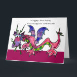 Tarjeta Feliz cumpleaños Dragon Beth Friend Card<br><div class="desc">Este personalizado dragón rosado, morado y verde divertido dice "Feliz cumpleaños, Criatura mágica", Inside dice: "Eres mi mejor amigo". Tarjeta perfecta para él o ella, novio, novia, pareja, esposo, esposa, papá o mamá... Puedes editar el texto para hacer tu propio mensaje personalizado. Hay que destacar que también hay una tarjeta...</div>