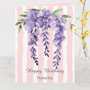 Tarjeta Feliz cumpleaños dulce chica rosa Uvas moradas