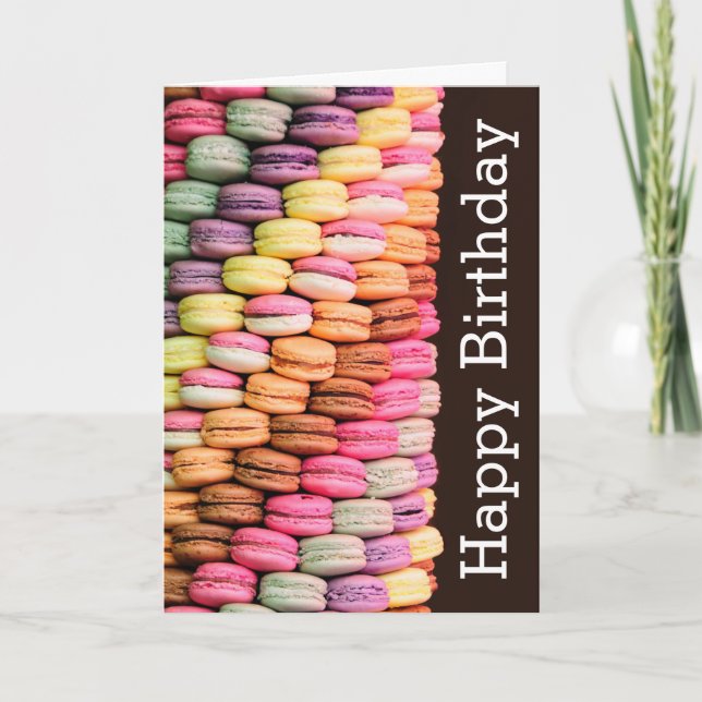 Tarjeta Feliz cumpleaños dulce de Macarons (Anverso)
