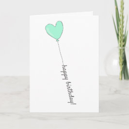 Tarjeta Feliz cumpleaños - Dulce globo Verde azulado con f