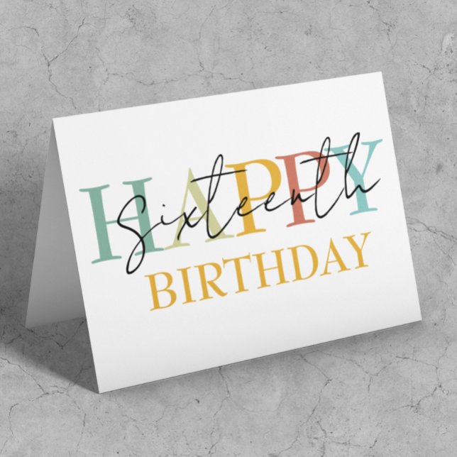 Tarjeta Feliz cumpleaños Edad personalizada colorida simpl (Subido por el creador)