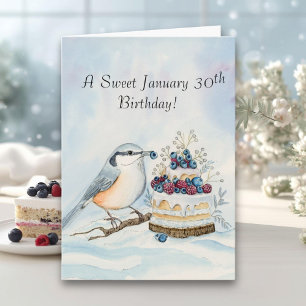 Tarjeta Feliz cumpleaños el 30 de enero Pájaro Trepador