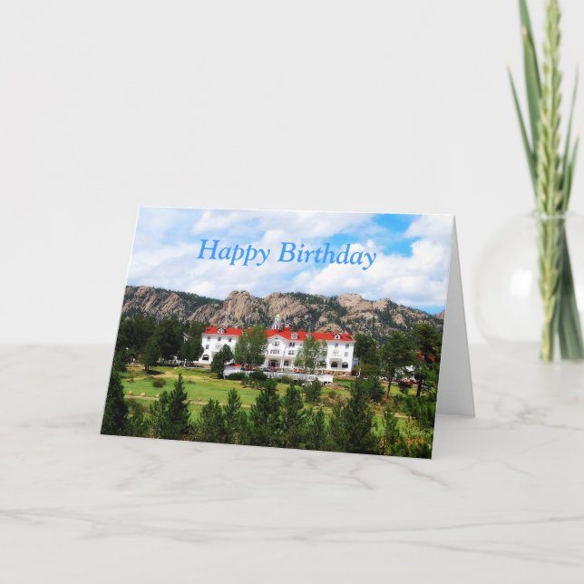 Tarjeta Feliz cumpleaños, el hotel de Stanley, parque de (Anverso)