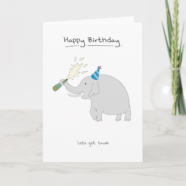 Tarjeta Feliz cumpleaños - Elefante (Anverso)