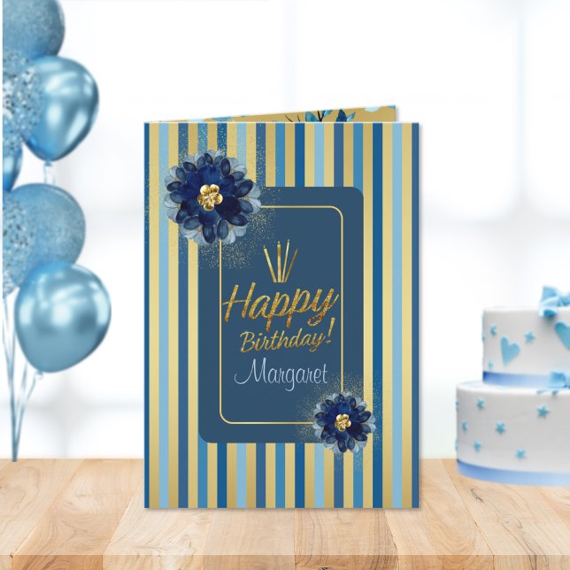 Tarjeta Feliz cumpleaños elegante Personalizar floral de o (Subido por el creador)