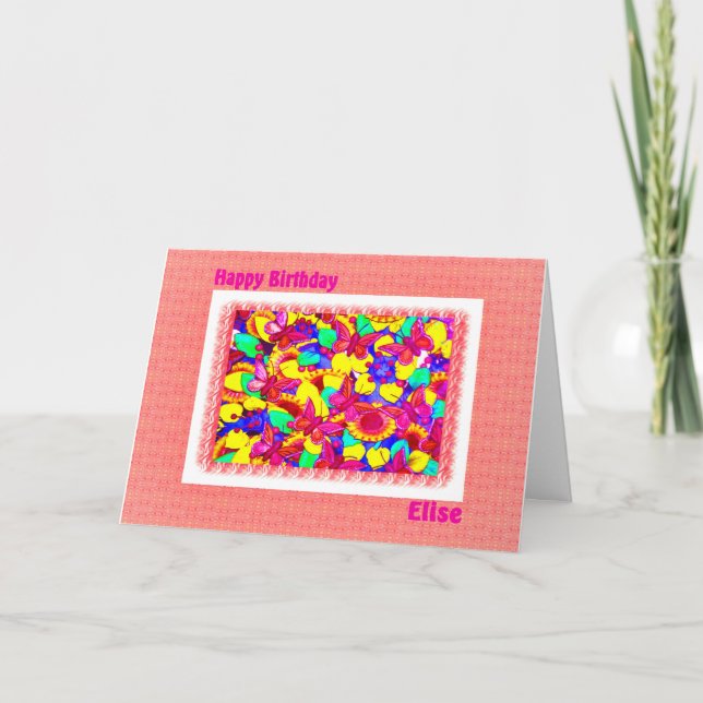 Tarjeta Feliz cumpleaños Elise Peachy Pink (Anverso)