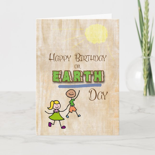 Tarjeta Feliz cumpleaños en el Día de la Tierra Palabra Ar (Anverso)
