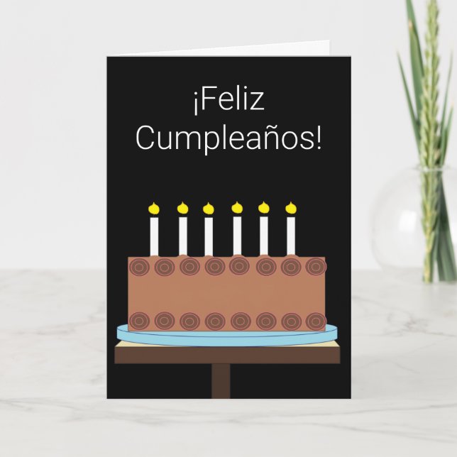 Tarjeta Feliz cumpleaños en español: Black Blank (Anverso)
