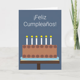 Tarjeta Feliz cumpleaños en español: Blue-gray