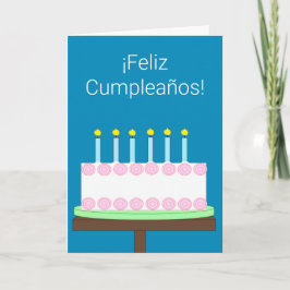 Tarjeta Feliz cumpleaños en español: fondo azul verdoso os