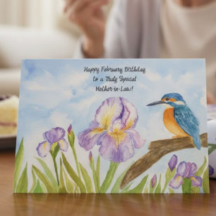 Tarjeta Feliz cumpleaños en febrero a la suegra Rey Pescad