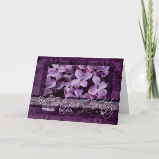 Tarjeta Feliz cumpleaños en flores alemanes de la lila