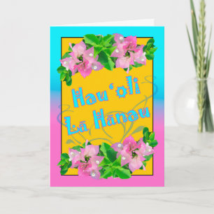 Tarjeta Feliz cumpleaños en Hawái con Bougainvillea