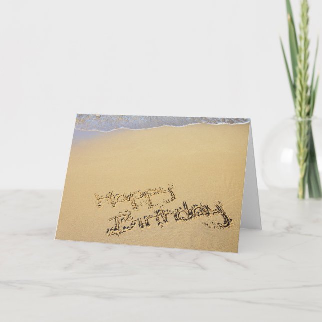 Tarjeta Feliz cumpleaños en la arena (Anverso)
