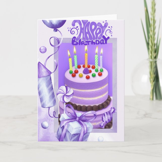 Tarjeta Feliz cumpleaños en Lavender (Anverso)
