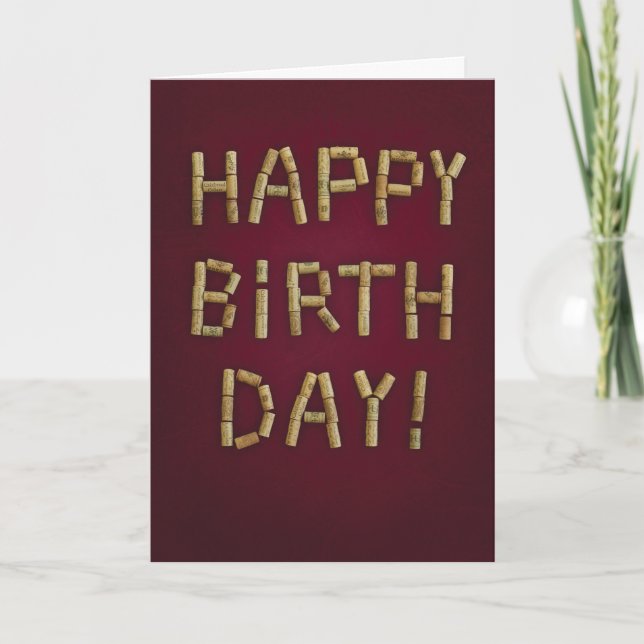 Tarjeta Feliz cumpleaños en los bancos de vino para los am (Anverso)