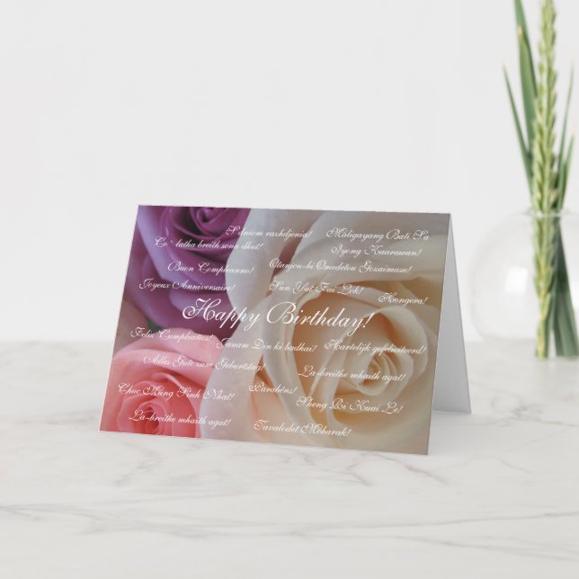 Tarjeta Feliz cumpleaños en muchos idiomas (Anverso)