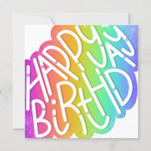 Tarjeta Feliz cumpleaños en Rainbow Quirky Font