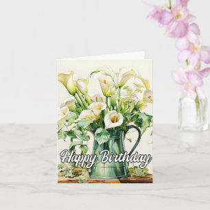 Tarjeta Feliz cumpleaños, encantadoras flores de Calla Lil