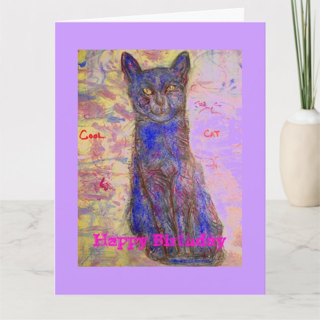 Tarjeta feliz cumpleaños eres un gato genial (Anverso)