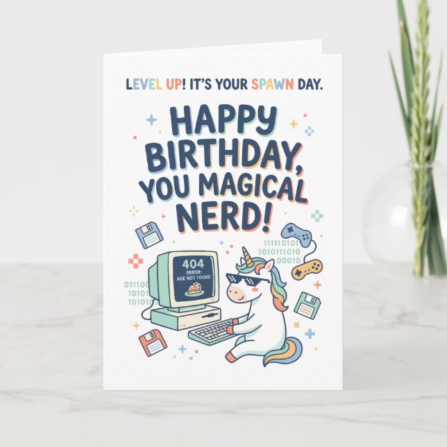 Tarjeta Feliz Cumpleaños Eres un Nerd Mágico (Anverso)