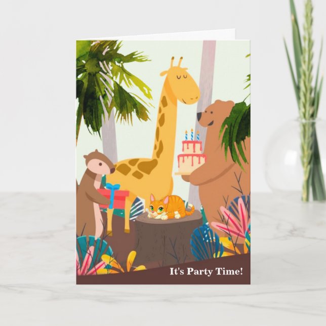 Tarjeta Feliz cumpleaños, es hora de Fiesta (Anverso)