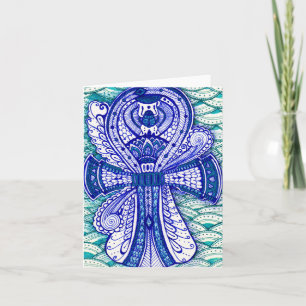 Tarjeta Feliz Cumpleaños Escarabajo Egipcio Ankh En Blanco