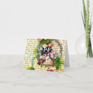 Tarjeta Feliz cumpleaños, escritura alemana, marihuana de 