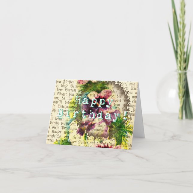 Tarjeta Feliz cumpleaños, escritura alemana, marihuana de  (Anverso)