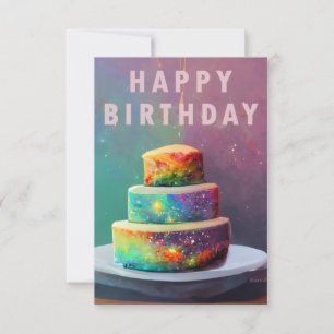 Tarjeta Feliz cumpleaños espacio Confetti Cake